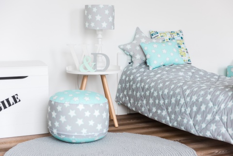 Sittpuff mint&grey stars