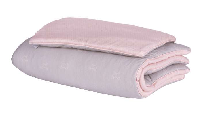 Barnsängkläder inkl Täcke & Kudde , Bäddset 70x100 pink rabbits-grey dots - Bild 2