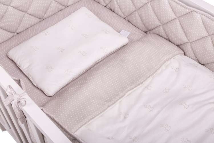 Barnsängkläder inkl Täcke & Kudde, 70x100 Bäddset grey rabbits-white dots - Bild 4