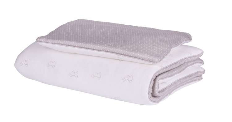 Barnsängkläder inkl Täcke & Kudde, 70x100 Bäddset grey rabbits-white dots - Bild 2