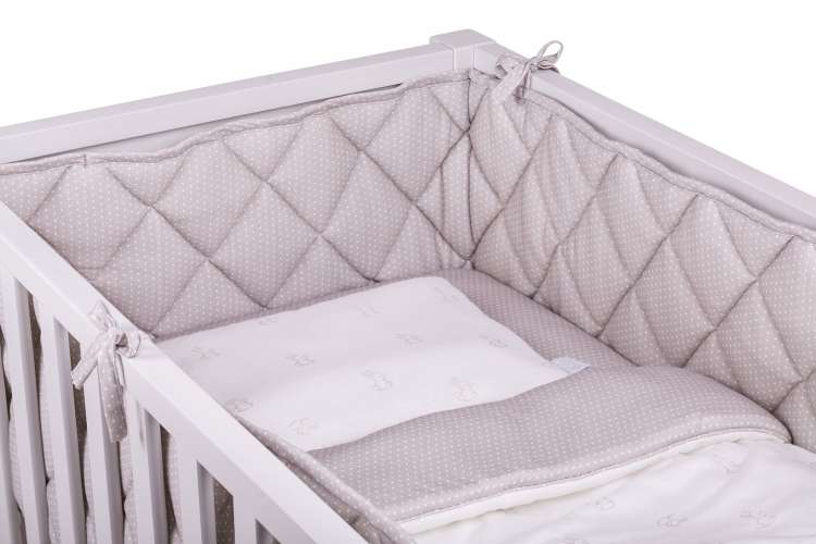 Barnsängkläder inkl Täcke & Kudde, 70x100 Bäddset grey rabbits-white dots - Bild 3