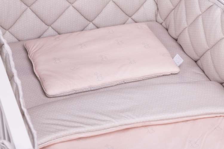 Barnsängkläder inkl Täcke & Kudde, Bäddset 70x100 grey rabbits-pink dots
