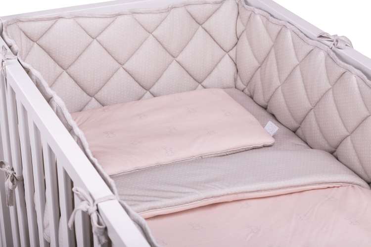 Barnsängkläder inkl Täcke & Kudde, Bäddset 70x100 grey rabbits-pink dots - Bild 3