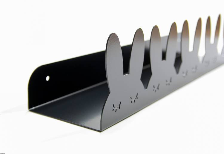 Hylla i metall till barnrummet, kaniner svart - Bild 2