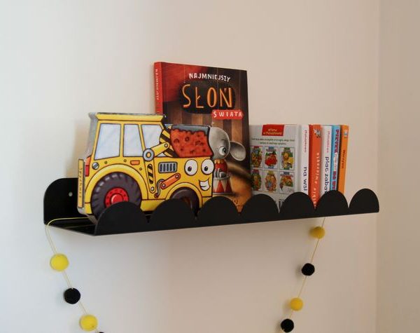 Bokhylla i metall till barnrummet, svart