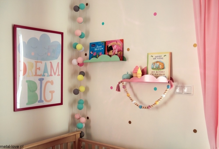 Molnhylla/bokhylla i metall till barnrummet, mint - Bild 3