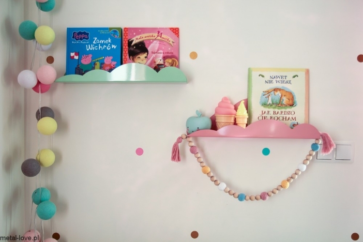 Molnhylla/bokhylla i metall till barnrummet, mint - Bild 4