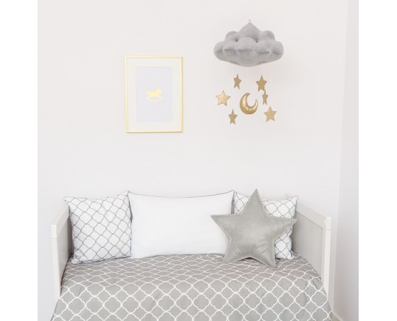 Grå sängmobil moln med guldstjärnor, Cotton & Sweets - Bild 2