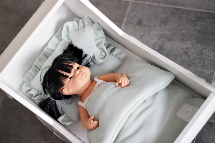 Mint bäddset till docksäng med volang, Cotton&Sweets - Bild 2