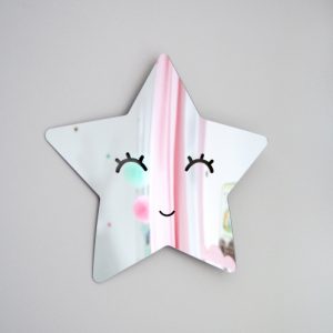 Spegel silver stjärna med ögonfransar