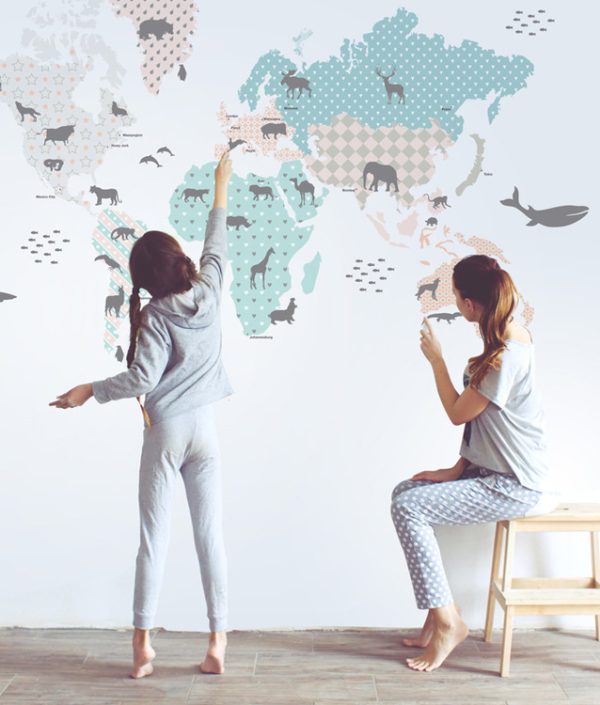 Dekornik, Väggklistermärke världskarta mint