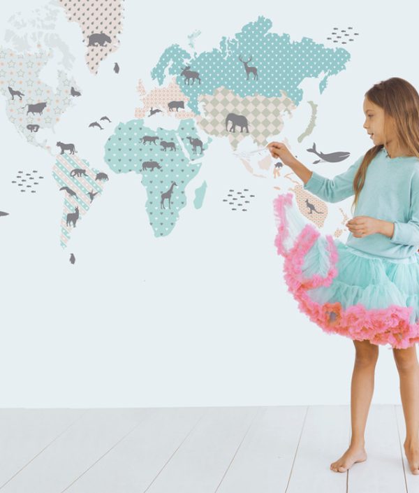 Dekornik, Väggklistermärke världskarta mint
