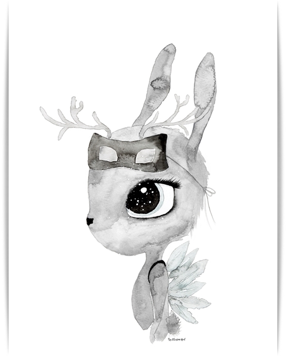 Poster Deer A3, By Christine Hoel, Tavla till barnrummet