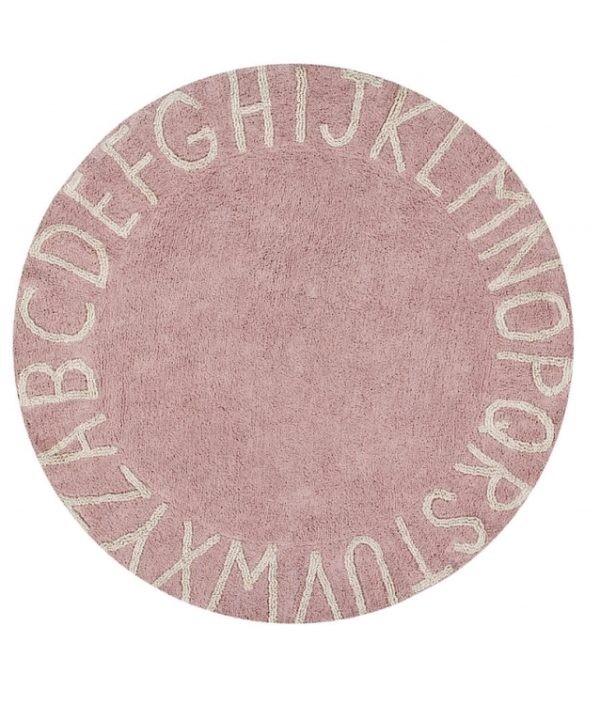 Lorena Canals rund matta till barnrummet, abc rosa