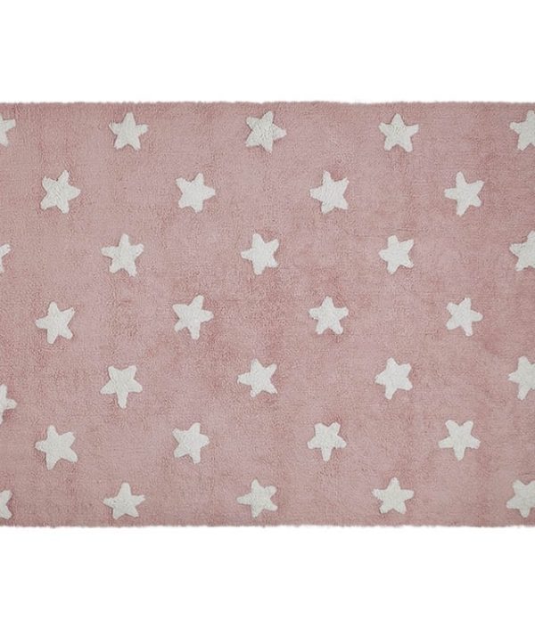 Lorena Canals matta till barnrummet 120 x 160, stars pink/white