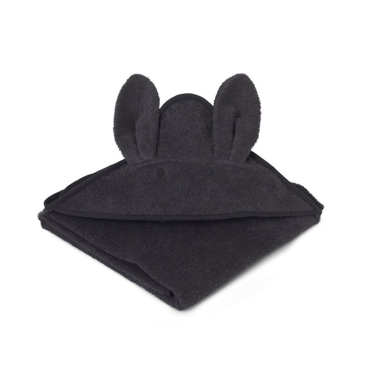 Liewood handuk med huva, Augusta Rabbit Dark Grey