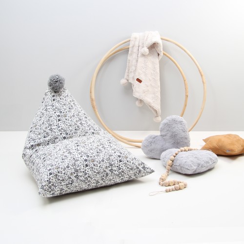 Kudde, lyxigt grå plyschhjärta, Fayne - Bild 2