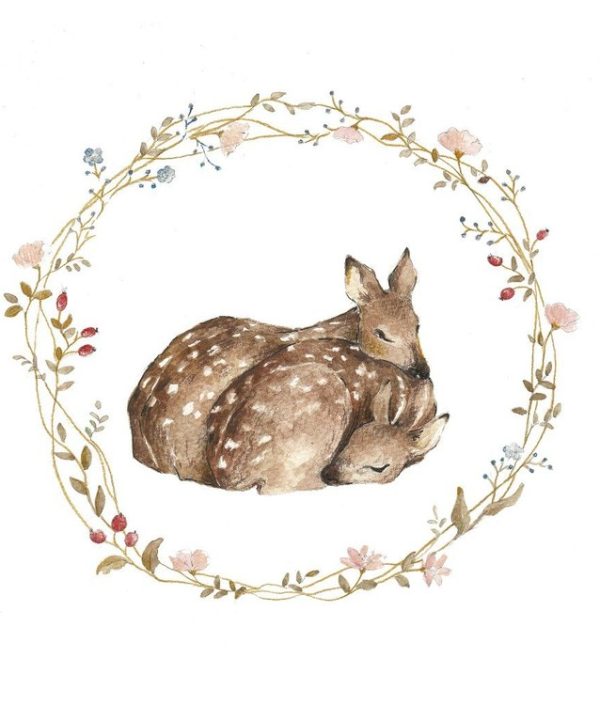 Poster rådjursfamilj, poster till barnrummet