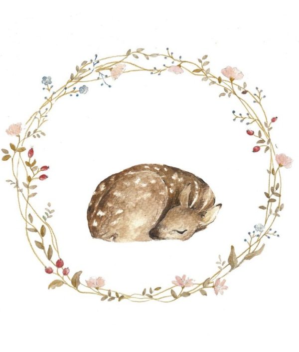 Poster sovande litet rådjur, poster till barnrummet