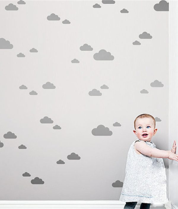 Väggklistermärken små silvermoln, set om 28 stycken