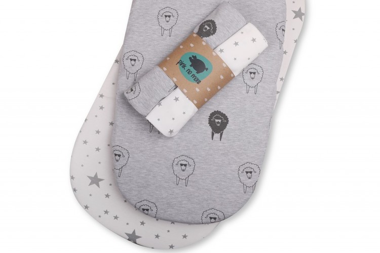 Dra-på-lakan vagn/vagga , 2-pack , Djur&Stjärnor, Pink No More