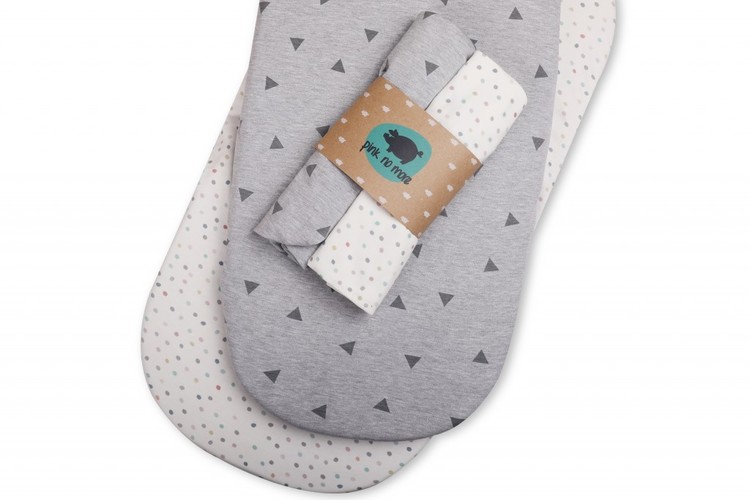 Dra-på-lakan vagn/vagga , 2-pack , Dots & Triangles, Pink No More