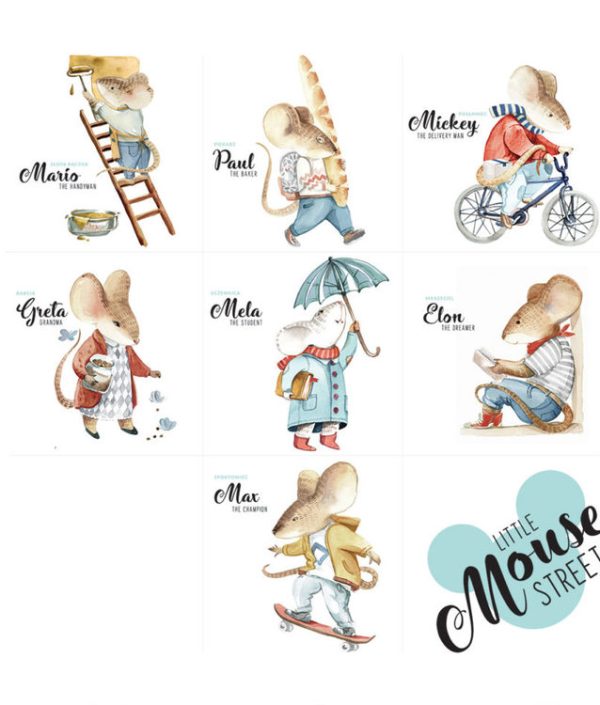 Dekornik, Väggklistermärken Little Mouse Street