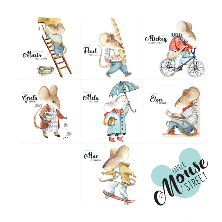 Dekornik, Väggklistermärken Little Mouse Street
