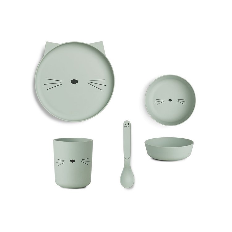 Liewood, matset i bambu, Cat dusty mint
