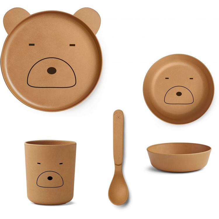 Liewood, matset i bamboo, Björn mustard