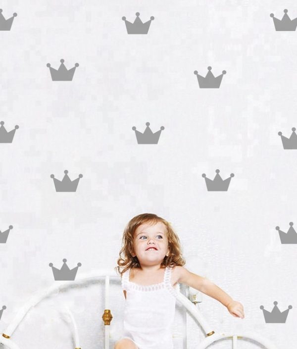 Silver princesskronor väggklistermärken