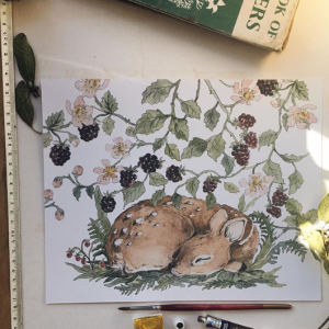 Poster sovande rådjur, poster till barnrummet