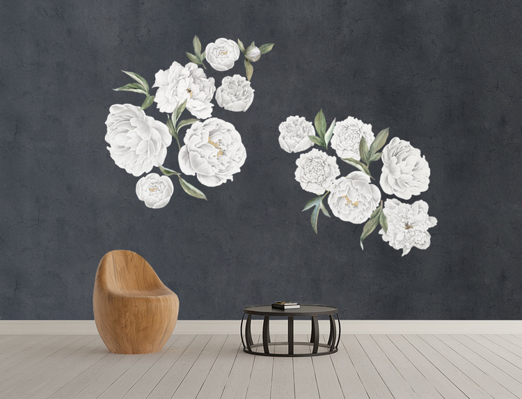 Vita pioner väggklistermärken, väggdekoration XL - Bild 4