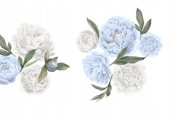 Blå pioner väggklistermärken, väggdekoration L