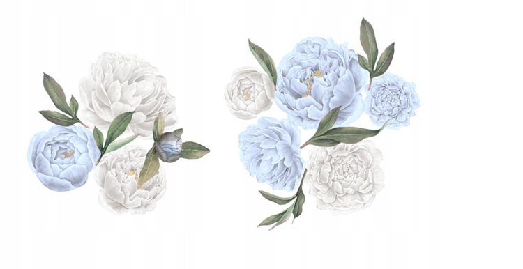 Blå pioner väggklistermärken, väggdekoration L