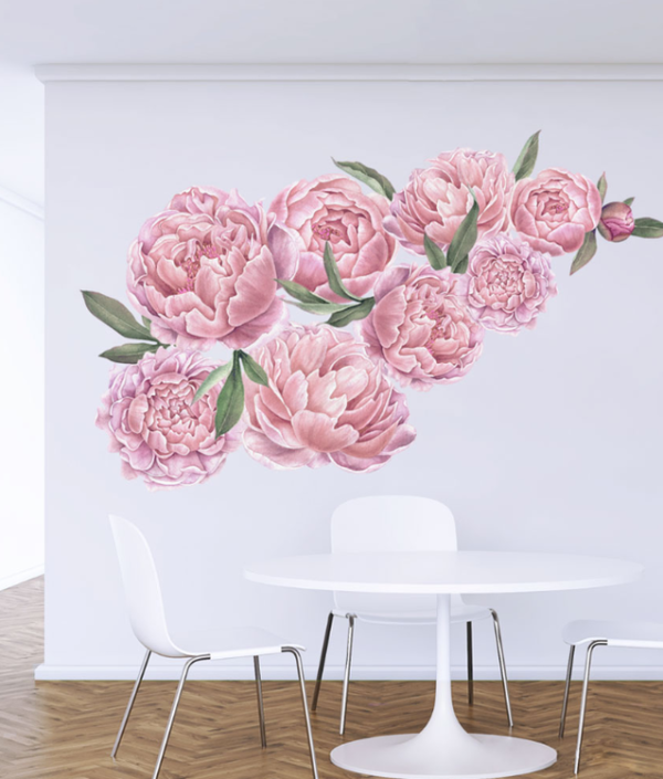 Rosa pioner väggklistermärken,  väggdekoration L