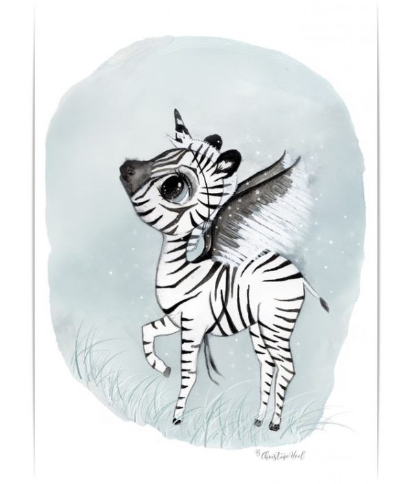 Poster Sebra 50x70 , By Christine Hoel, Tavla till barnrummet