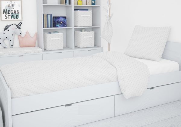 Babylove, Påslakanset grå prickar 90x160 till juniorsäng/barnsäng