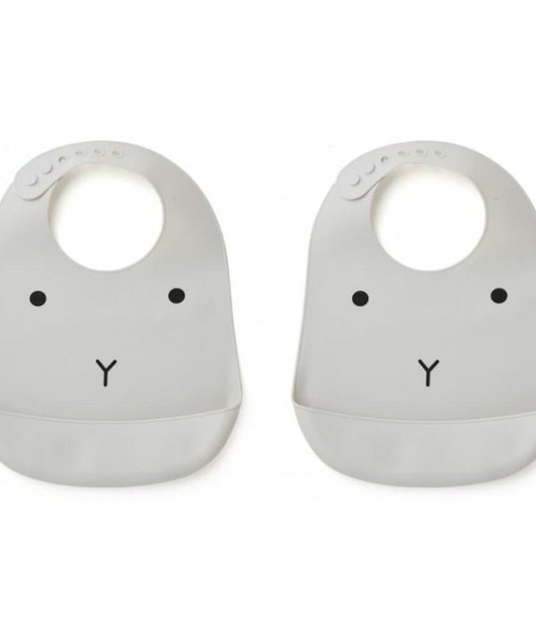 Liewood, silikon haklapp 2-pack, rabit dumbo grey