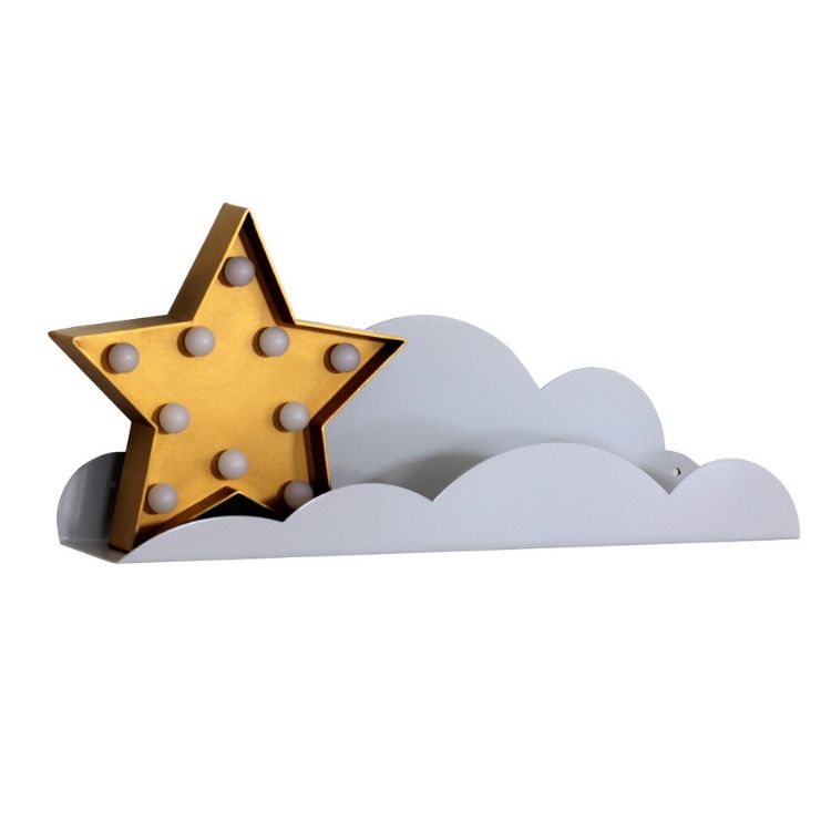 Grå molnhylla/bokhylla i metall till barnrummet