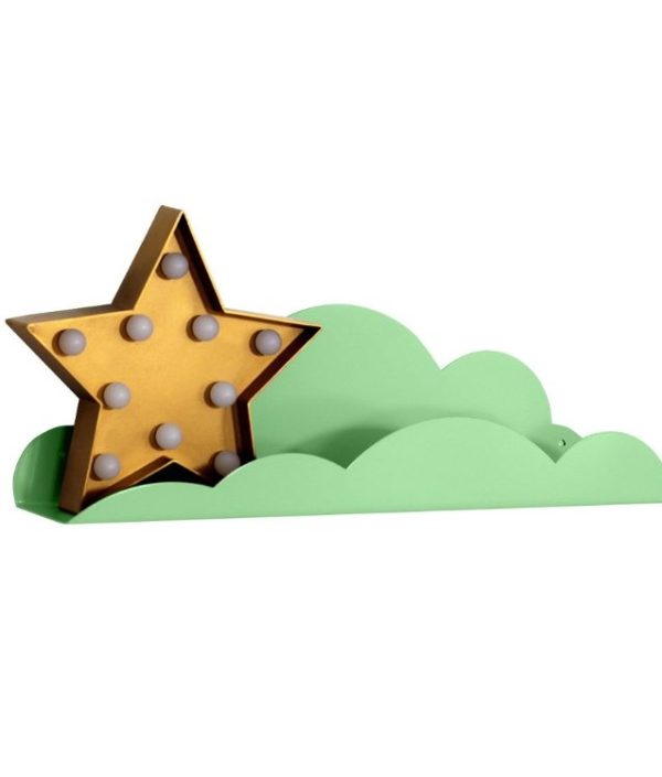 Molnhylla/bokhylla i metall till barnrummet, mint