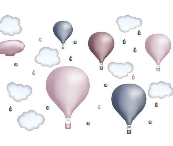 Lila luftballongset, väggklistermärken