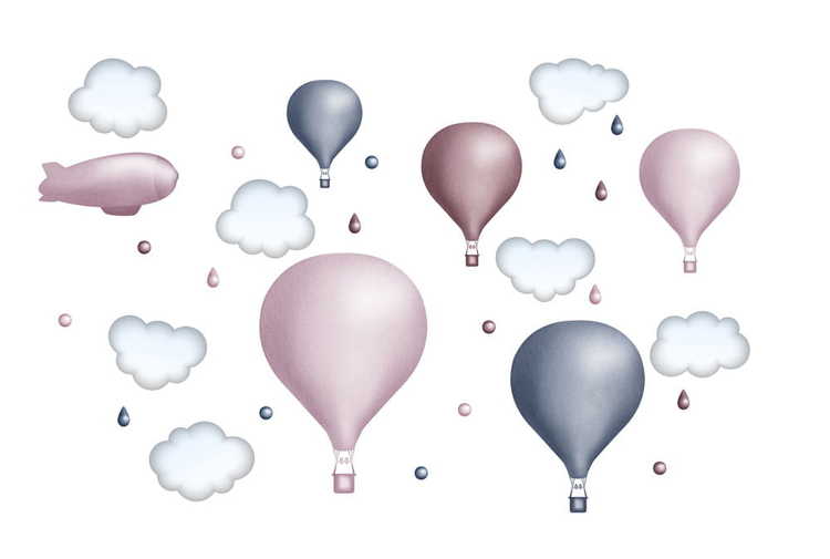 Lila luftballongset, väggklistermärken