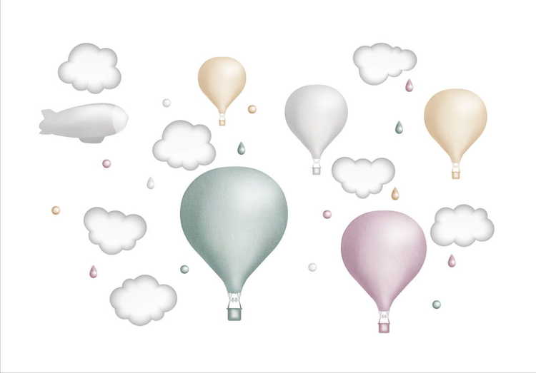 Mint luftballongset, väggklistermärken