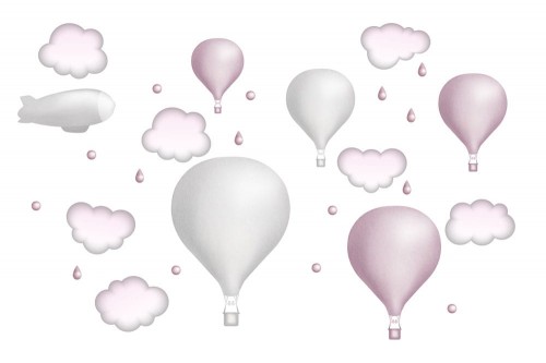 Ljusgrå luftballongset, väggklistermärken