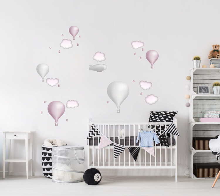 Ljusgrå luftballongset, väggklistermärken - Bild 4