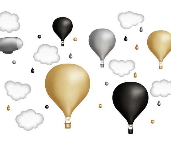 Senapsgul luftballongset, väggklistermärken