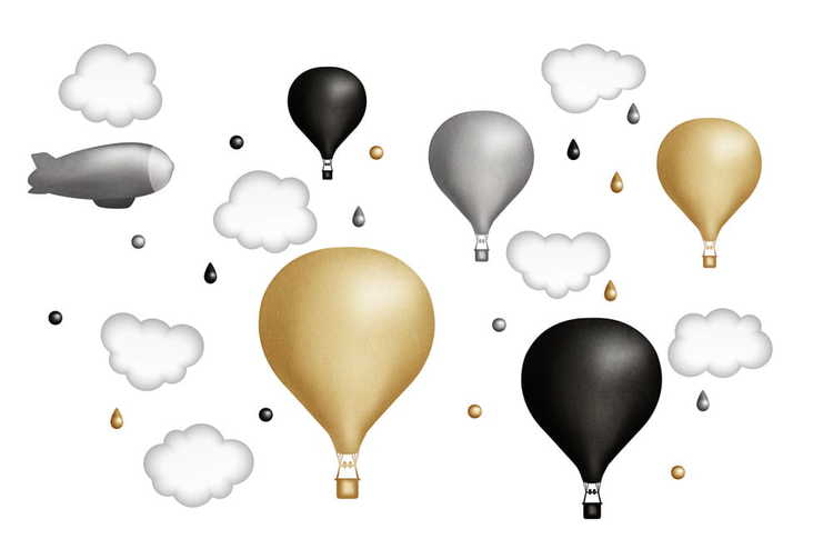 Senapsgul luftballongset, väggklistermärken