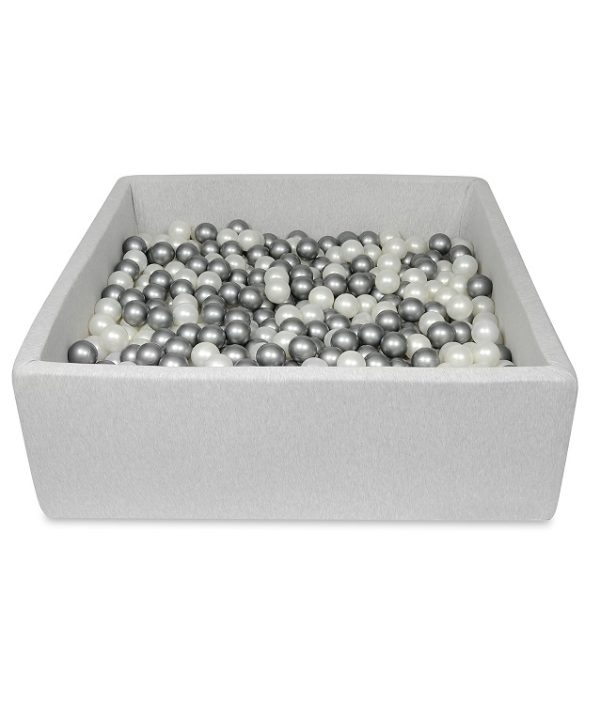 Kvadratiskt ljusgrå bollhav XL 120x120x40 cm