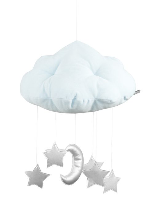 Mint sängmobil moln med silverstjärnor, Cotton & Sweets